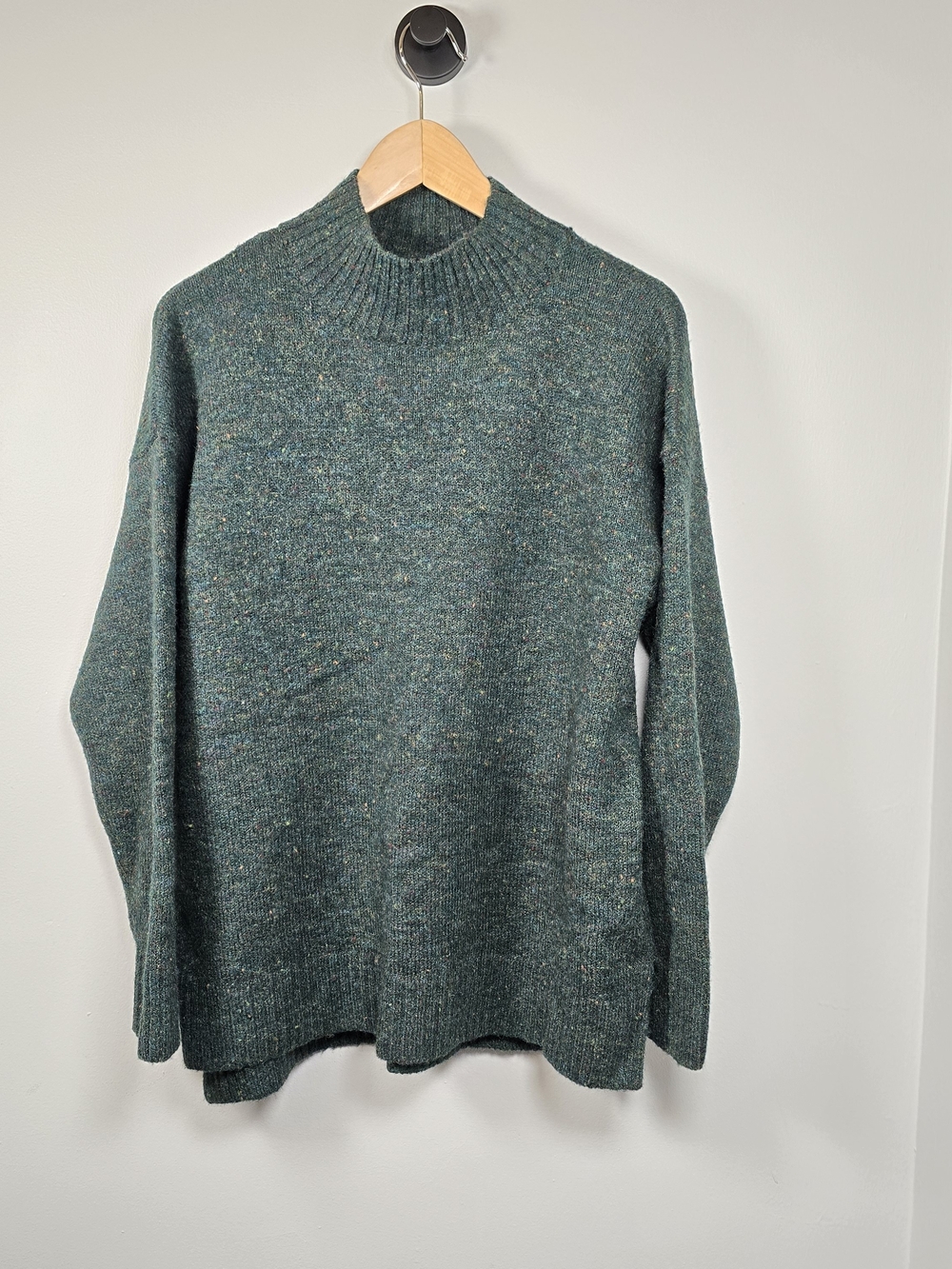 Women's Mock Neck Knit Sweater in Forest Green Sz M NWOT